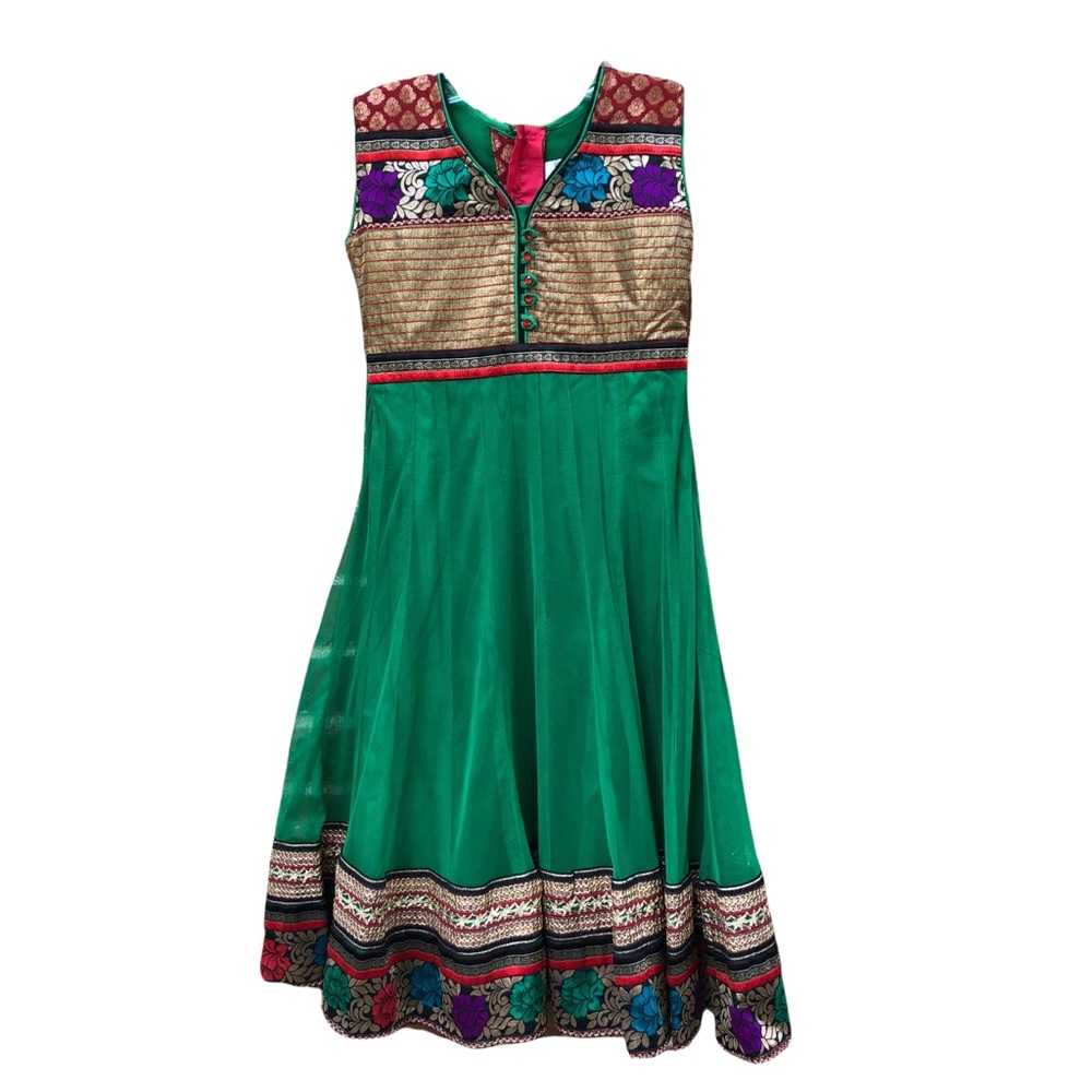 Holiday Indian Party Dress Green XXS 0-3 Junior